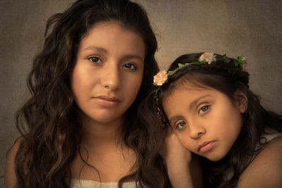 Portrait of two Hispanic sisters by LA based photographer, Leona Darnell