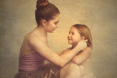 Art Portrait of two ballerina sisters