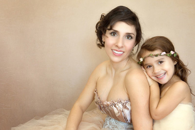 Studio portrait of a mother and daughter, photographed by Burbank Photographer, Leona Darnell