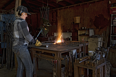 Photo of Kellan preparing tools