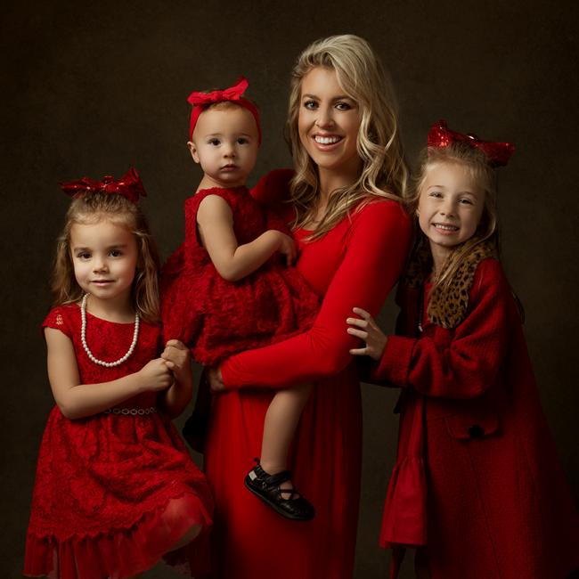 Mother with daughters for Valentine's Day